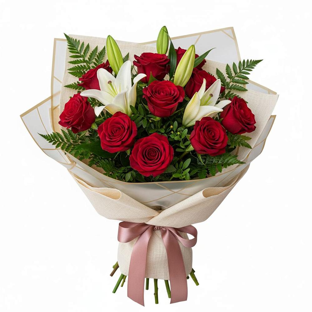 Букет цветов из: Лилии и Розы в Улаган