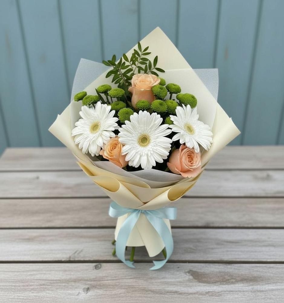 Букет цветов из: Герберы, Розы и Хризантемы в Улаган