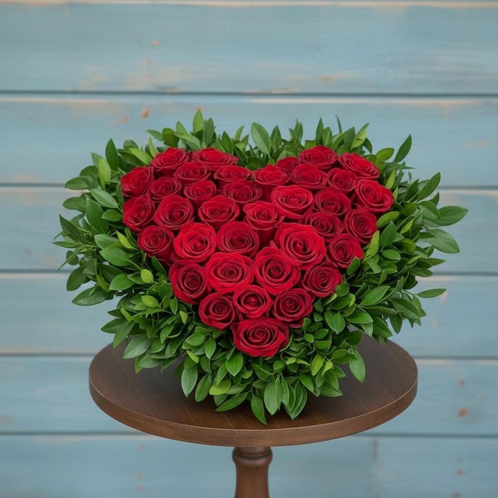 Цветочная композиция из Розы в виде сердца в Улаган