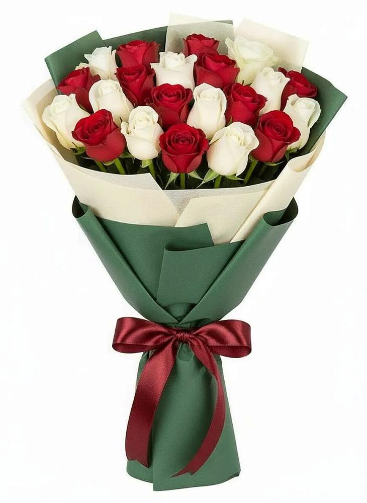Букет Микс из красных и белых роз в Улаган