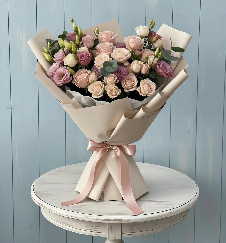 Букет цветов из: Розы и Лизиантусы в Улаган