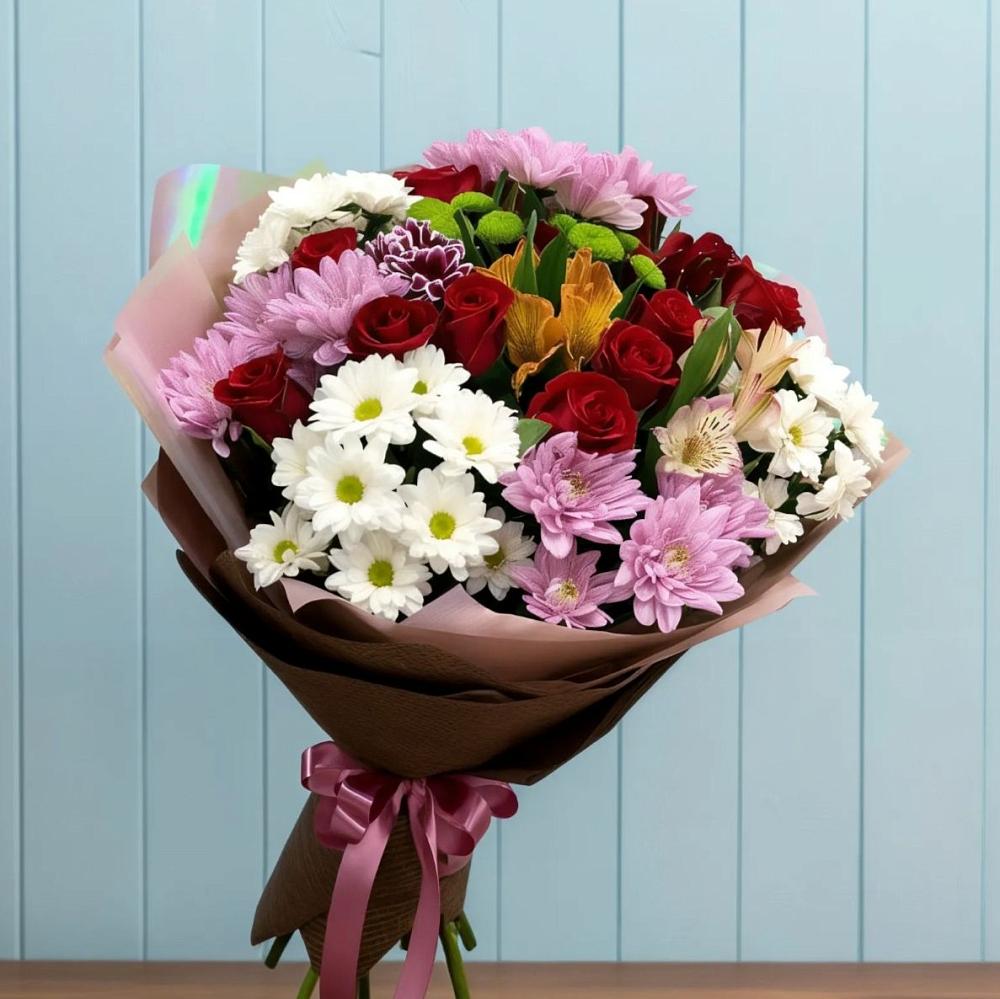 Букет цветов из: Розы, Хризантемы и Альстромерии в Улаган