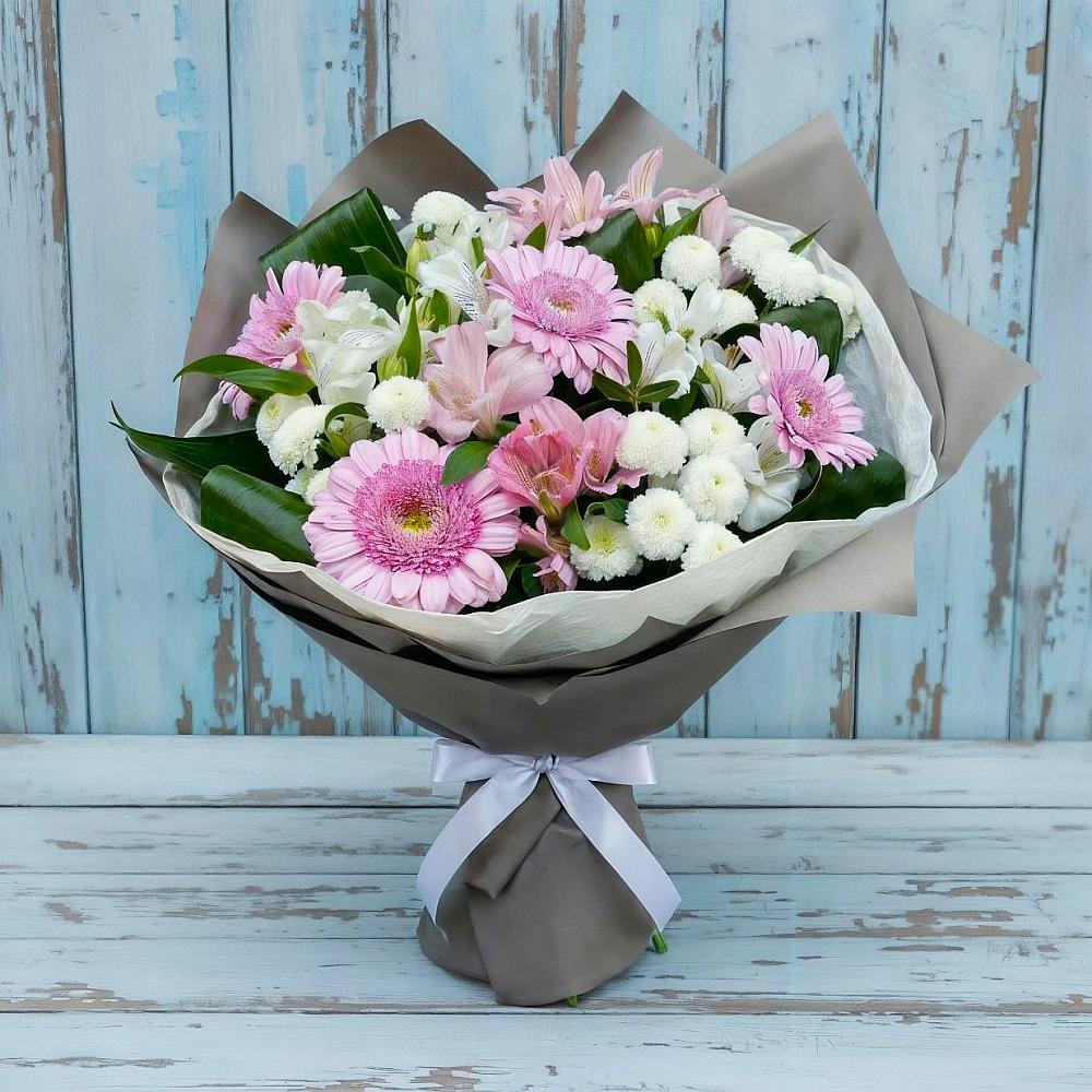 Букет цветов из: Герберы, Альстромерии и Хризантемы в Улаган