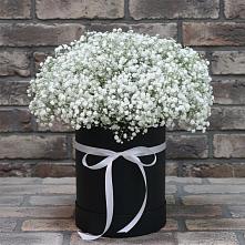 Цветочная композиция из Гипсофила в шляпной коробке в Улаган